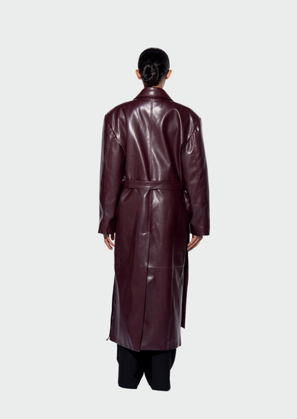 HARLIENZ RAVEN LEATHER COAT