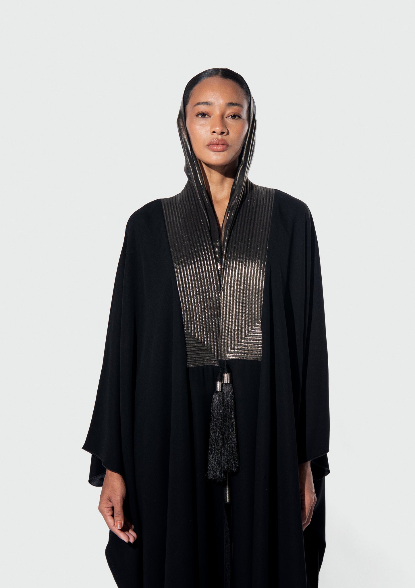 HARLIENZ QUILTED COLLAR ABAYA