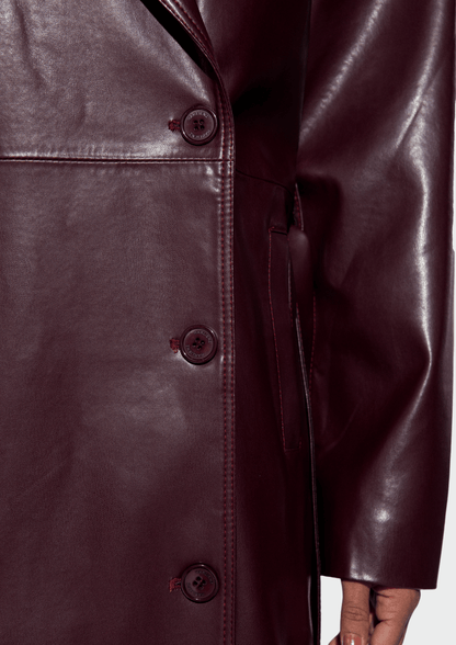 HARLIENZ RAVEN LEATHER COAT